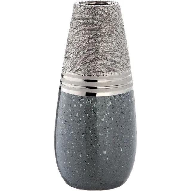 Gilde Magma Vaas Zilver- Kegelvormig -30 cm grijs
