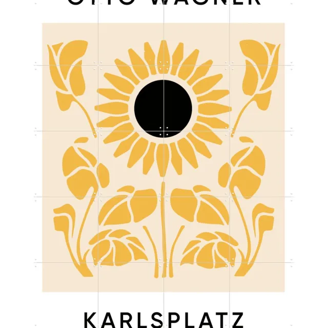 IXXI Karlsplatz Wien, Florent Bodart - 80 x 100 cm - Grote wanddecoratie en posters - Illustraties, Geometrische Kunst, Vintage, Grafisch Ontwerp, Art Geel / Lichte tinten