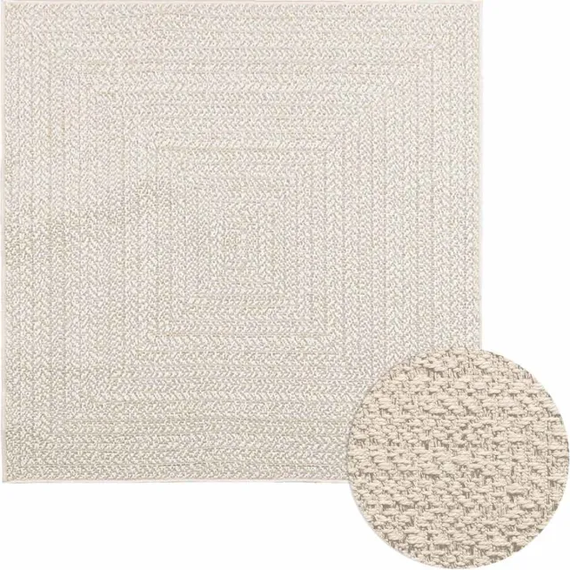 vidaXL Vloerkleed - ZIZUR - room - binnen - en - buiten - cm - jute - look crème