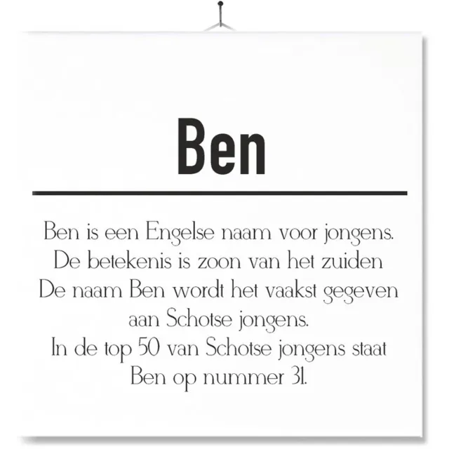 MC Living Tegel Met Opdruk | Betekenis | Kado | Cadeau | Met Naam - Ben Multi-Color