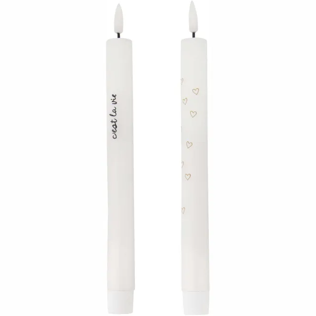 Zusss Set Van 2 Ledkaarsen C'est La Vie Wit/Zwart Paraffine White / Black / Gold