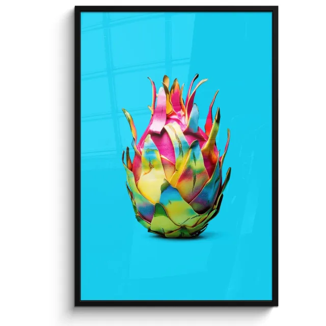 FrameYourWall Poster in lijst - Fotolijst 80x120 cm - Posters - Drakenfruit - Blauw - Levendig - Posterlijst zwart - Decoratie - Wanddecoratie woonkamer - Muurdecoratie slaapkamer