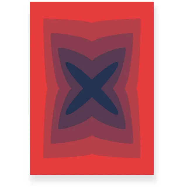 Yisual Poster 20x30 cm - Abstracte Kleurovergang - Kruis - Rood - Blauw - Vintage - Op-Art - Muurdecoratie - Wanddecoratie