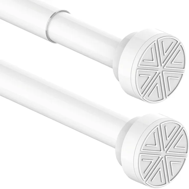Famanu Uittrekbare gordijnroede voor ramen en badkamers, bevestiging zonder boren, diameter 25 mm, 69-90 cm, wit, 1 stuk, antislip en roestvrij, ideaal voor douchegordijnen