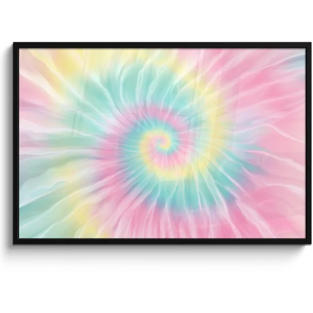 FrameYourWall Poster in lijst - Fotolijst 120x80 cm - Posters - Pasteltinten - Tie dye - Roze - Posterlijst zwart - Decoratie - Wanddecoratie woonkamer - Muurdecoratie slaapkamer