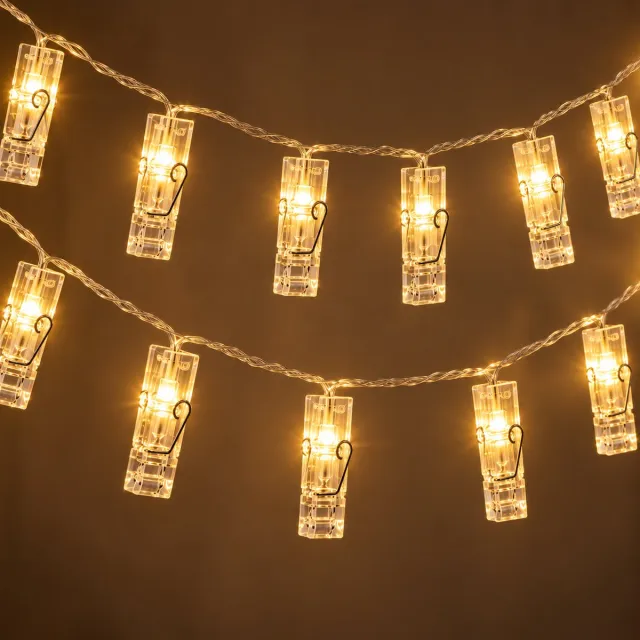 Nina's Giftshop Nina’s Giftshop® Kerstverlichting met Knijpers – Fotoslinger – 6 Meter – 40 LED – Lichtsnoer – Warm Wit – Fotolichtsnoer – Kerstdecoratie – Binnen