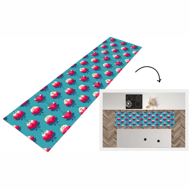 KitchenYeah Keukenloper - Keukenmat vinyl Patronen - Retro - Bloemen - Lelie - Keukenmatten loper - Keuken vloerkleed tapijt, foto 6