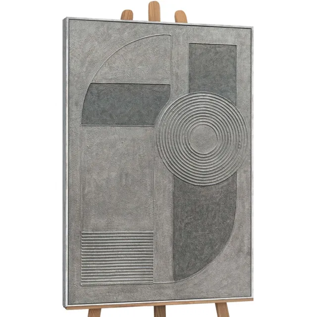 YS Canvas schilderij 140x100 cm handgeschilderd grijze akkoord – YS-Art Gallery – Lijst: Antiek – Luxe wanddecoratie Antik