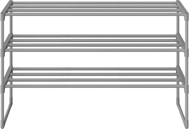 Songmics Schoenenrek - Schoenenrek Metaal - 3 Lagen - Ruimtebesparend - Voor Hal of Slaapkamer Gris