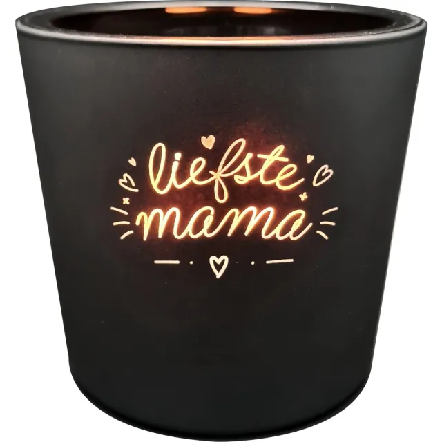 Kaars.nl Moederdag cadeau - Liefste Mama Large Cinnamon Spice Geurkaars - Het ultieme cadeau voor De Liefste Mama! - 45 branduur! Moederdag cadeau! Zwart