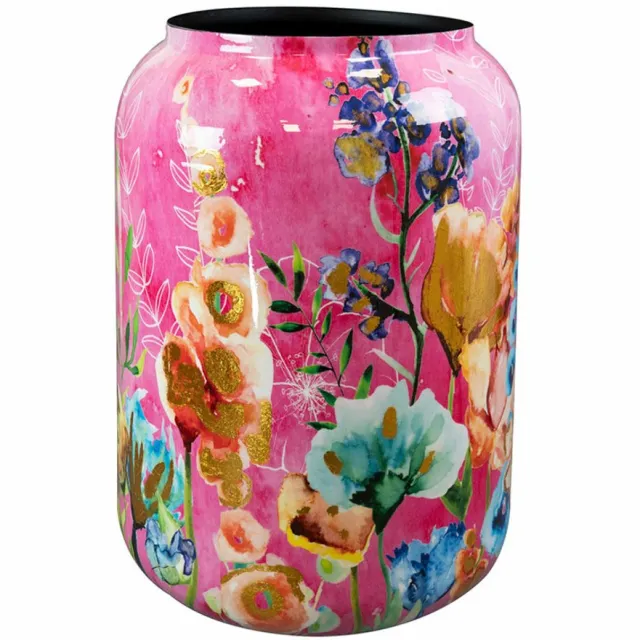 TS Collection Vaas Fiesta Fuchsia - roze - metaal/epoxy - D30 x H42 cm - bloemenvaas - Designed by Lammie