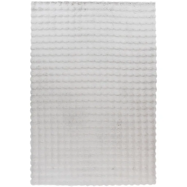 Padiro knus hoogpolig shaggy vloerkleed 120 x 160 cm - lichtgrijs - geometrisch Scandinavisch patroon - voor vloerverwarming - van polyester en katoen