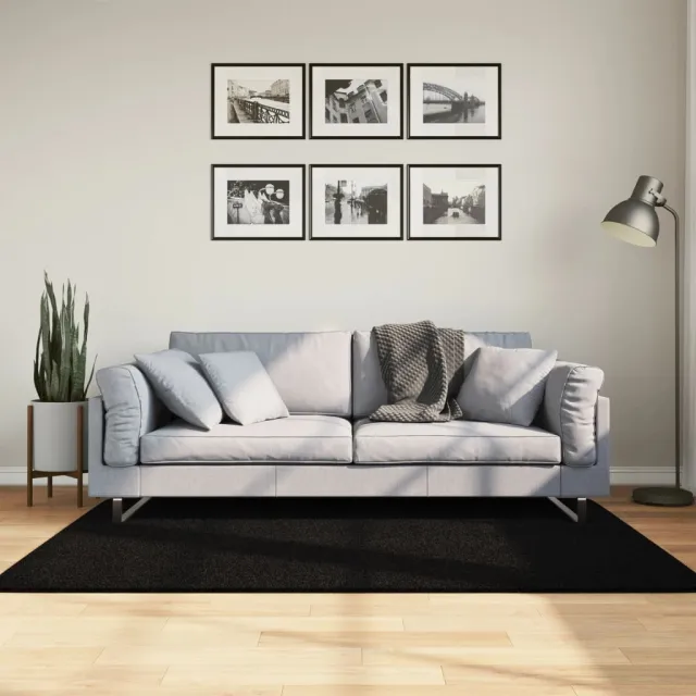 vidaXL Vloerkleed HUARTE laagpolig zacht wasbaar 120x170 cm zwart, foto 2