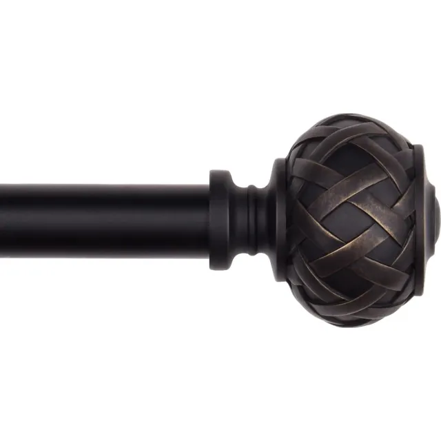 SZXIMU Gordijnroede, uittrekbaar, 91-182 cm, zwart, gordijnroede met rond eindstuk met netstructuur, 91-182 cm, zwart