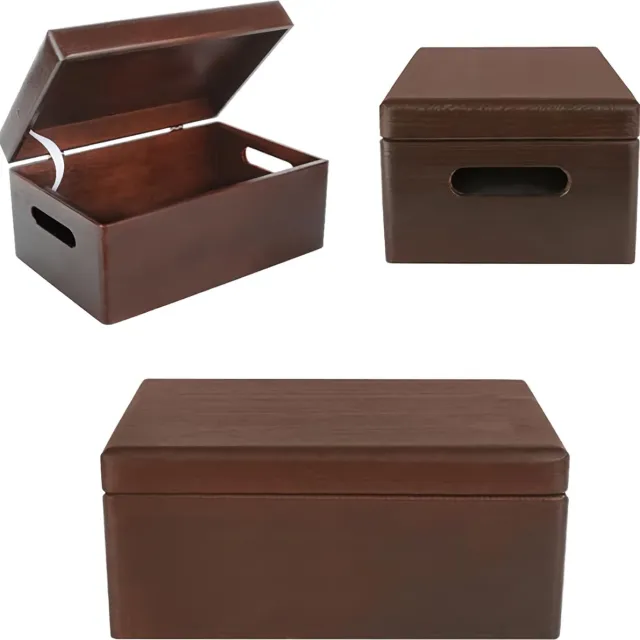 Creative Deco Bruine Grote Houten Doos Opbergdoos | 30 x 20 x 14 cm (+/-1cm) | Met Handvat | Met Deksel | Perfect voor Documenten, Kostbaarheden, Speelgoed en Gereedschap
