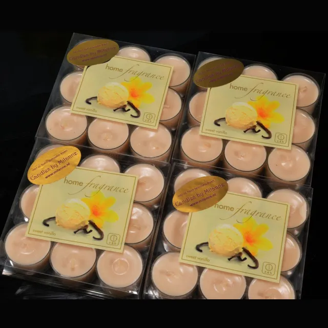 MilaNNE 36 stuks SWEET VANILLA theelichten geurkaarsjes 3.5x2.5 cm - geleverd door Candles by Milanne in Nederland - BEKIJK VIDEO creme