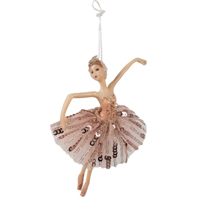Clayre & Eef Kersthanger Ballerina 15 cm Roze Polyresin