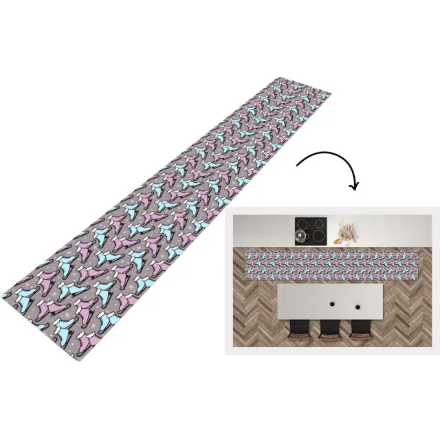 KitchenYeah Keukenloper - Keukenmat - Schaatsen - Patroon - Winter - 360x60 cm - Keuken vloerkleed Multicolor