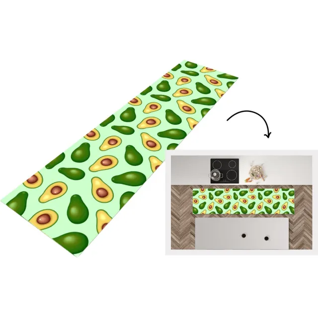 KitchenYeah Keukenloper - Loper keuken - Avocado - Patronen - Groen - Keukenloper vinyl Multicolor