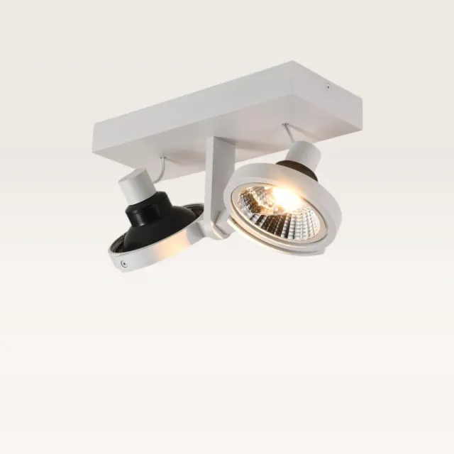 LUSENZ Plafondlamp Telesto bianco II - AR111-fitting - IP20 voor binnen - Wit - Aluminium - Dubbele spotlight