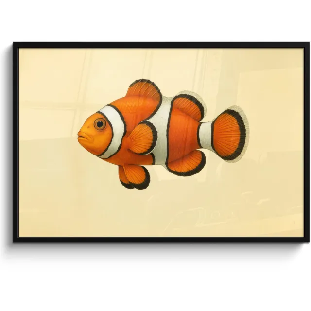 FrameYourWall Poster in lijst - Fotolijst 120x80 cm - Posters - Vis - Oranje - Strepen - Posterlijst zwart - Decoratie - Wanddecoratie woonkamer - Muurdecoratie slaapkamer