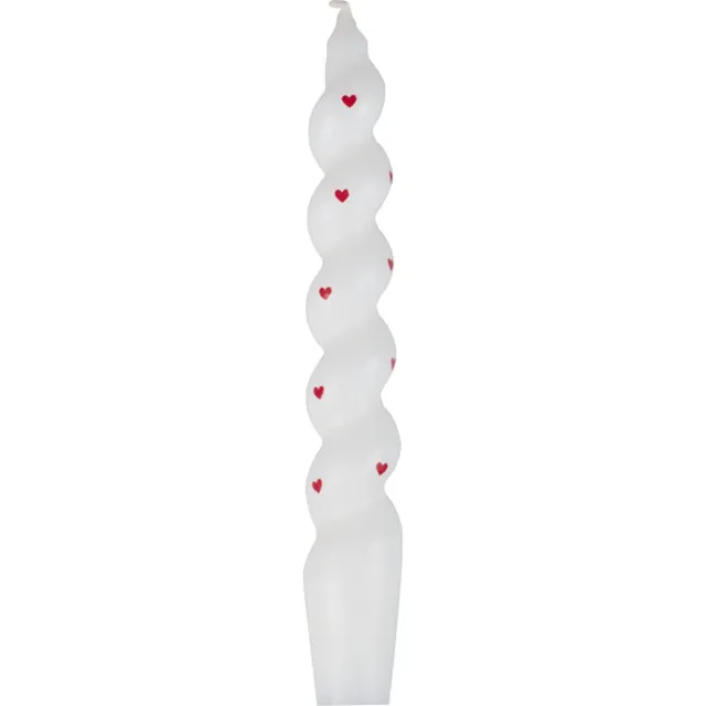 Ginger ray Ginger Ray - Gedraaide dinerkaarsen met hartjes - 2 stuks - 24 cm (H) Pastel kleurenWit,