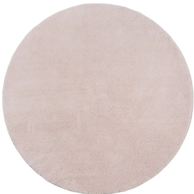 TapisTrend Harig tapijt Poederroze 200 cm rond Effen, wasbaar, antislip vloerkleed met een zachte pool van 19 mm voor de woonkamer, slaapkamer en eetkamer