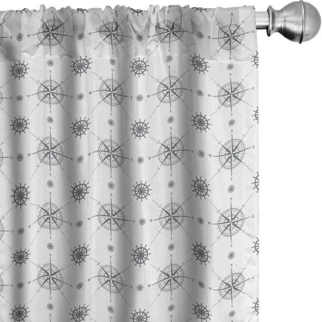 ABAKUHAUS Kompas Gordijnen – 2x75x225 cm – Microvezel – Zwart-Wit
