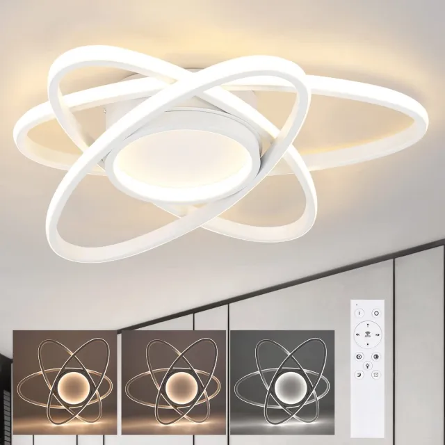 Glitzerlife LED Plafondlamp - Dimbaar Met Afstandsbediening - Modern Bloemblad Design - Oogvriendelijk CRI 80+ - 77W 6160Lm - Wit