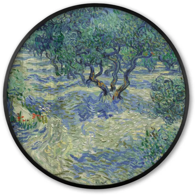 FrameYourWall Poster in lijst Rond - Fotolijst 80x80 cm - Posters - De Olijfgaard - Vincent van Gogh - Ronde posterlijst zwart - Decoratie - Wanddecoratie woonkamer - Muurdecoratie slaapkamer Multicolor
