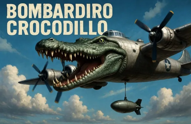 Alluvia Extra Grote A1 Bombardiro Crocodillo (Italian brainrot) Poster Blauw