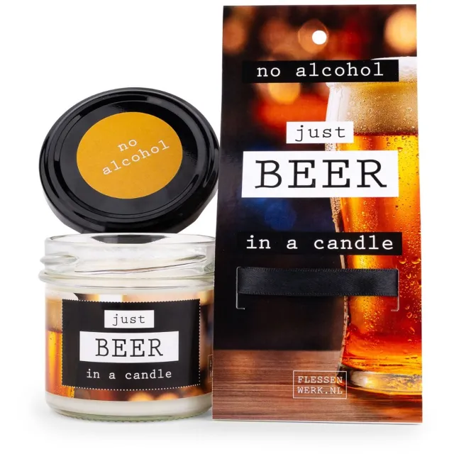 Flessen werk No alcohol - JUST BEER - in a candle, in luxe verpakking Wit