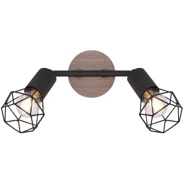 Globo Plafondspot Plafondlamp zwart Woonkamerlamp Wood spot strip 2-lichts verstelbaar, metaal mat, 2x E14, LxBxH 22x10x18 cm