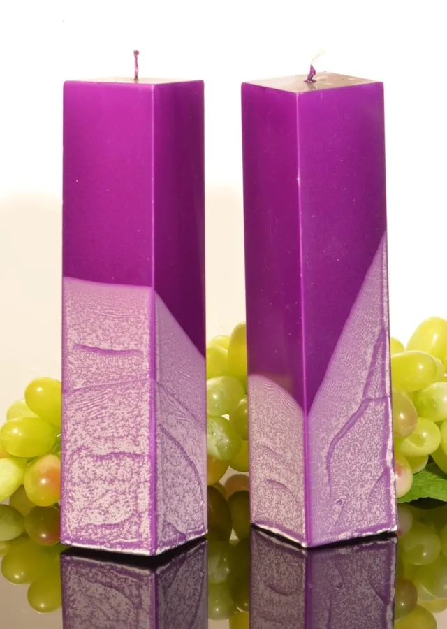 MilaNNE Candles by Milanne Kwadrant - Lila Metallic - 22 cm - 2 Stuks