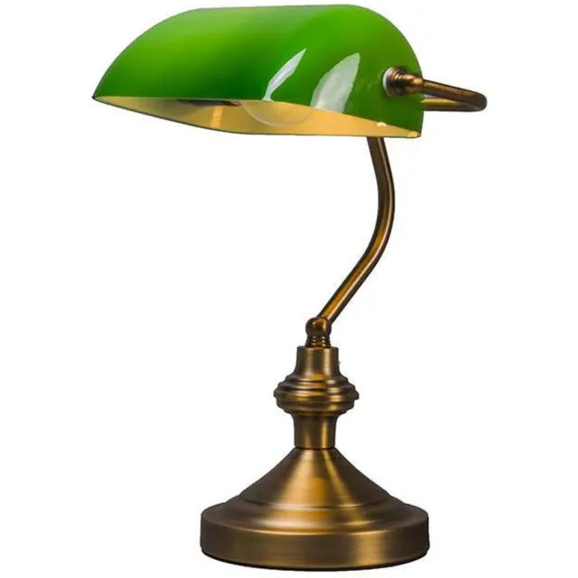 QAZQA Banker Tafellamp - 1 lichts - brons Brons Groen