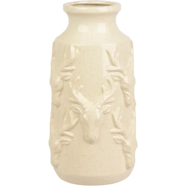 Decoris vaas porselein hert 15x29.5cm crème
