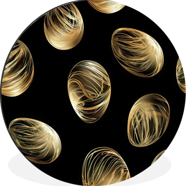 WallCircle Wandcirkel - Muurcirkel - Eieren - Goud - Patroon - Aluminium - Dibond - 30x30 cm - Binnen en Buiten