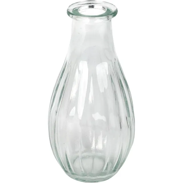 Famanu Clear Glass Bud Vaas voor bloemen, stijlvolle enkele steel elegante bruiloft tafel middenstuk decoraties vensterbank decor, tuinfeesten, zomer dineren, mantel styling en cadeau 14cm Transparant