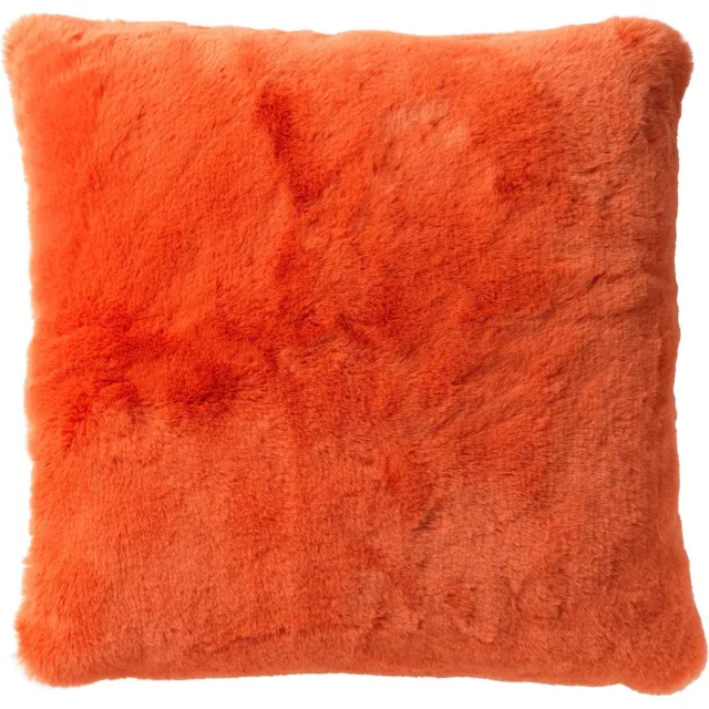 Dutch Decor ZAYA - Sierkussen 45x45 cm - bontlook - effen kleur - Coral - koraalroze - Inclusief binnenkussen - Luxe kussens voor woonkamer & bank