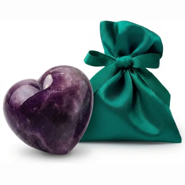Duraxl Gelukssteen - Hart van edelsteen - 4 cm - Amethist Paars