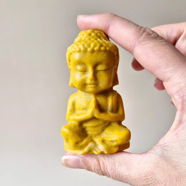 Moonlight Gemstones Edelsteen Gele Jade Buddha 7cm