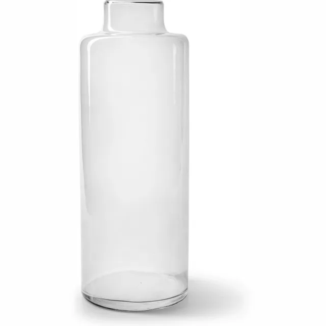 Jodeco Bloemenvaas Willem - helder transparant - glas - 11,5 x 32 cm - fles vorm vaas