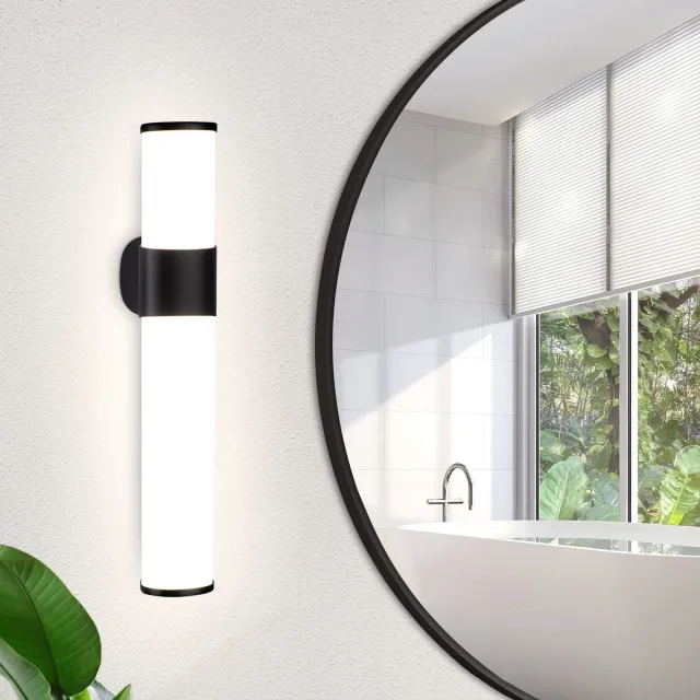 NETTLIFE LED Spiegellamp - badkamerlamp - 6W - zwart - badkamerlicht - 35cm wandlamp - IP44 - modern - neutraal wit 4000K - Spiegelverlichting - voor kelder | keuken | badkamermeubel