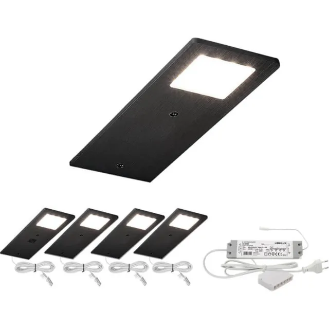 Lemilux Keukenkast Verlichting Veda Set van 4 Stuks - Warm Wit 2800K- Dimbaar Zwart