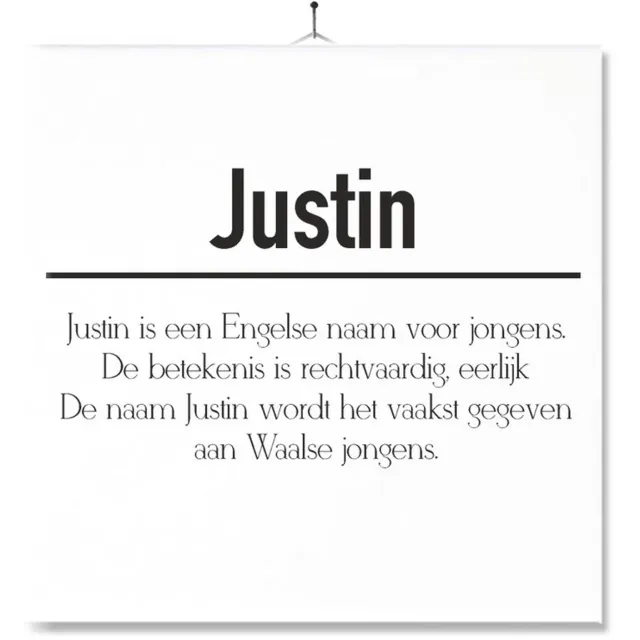 MC Living Tegel Met Opdruk | Betekenis | Kado | Cadeau | Met Naam - Justin Multi-Color