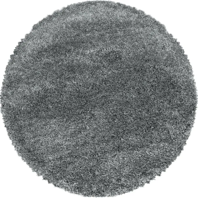 Ayyildiz Hoogpolig vloerkleed, effen kleur - lichtgrijs, vloerkleed voor de woonkamer, jute achterkant, afmeting: 200 cm rond