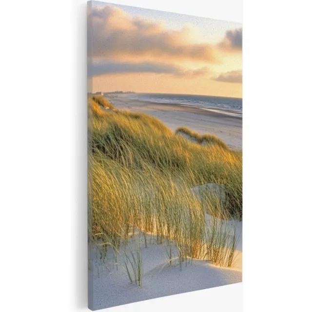 Saammp Canvas Schilderij - Boot op het zand - strand en zee - Tropisch - 40x60 - Foto op canvas - Wanddecoratie - muurdecoratie Woonkamer - Slaapkamer decoratie - Canvas Print Multicolor