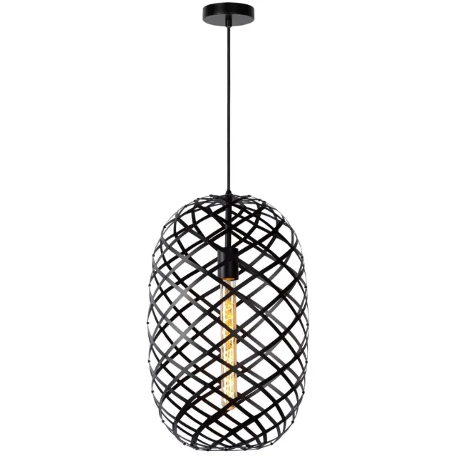Lucide WOLFRAM - Hanglamp - Ø32 cm - 1xE27 - Zwart