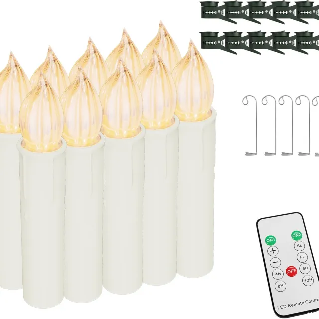 NAIZY LED Kaarsen 20 Stuks - Warm Wit - Kerstboomkaarsen met Clip - Timer & Afstandsbediening - IP44 - Zonder Batterijen - NAIZY Warm wit licht