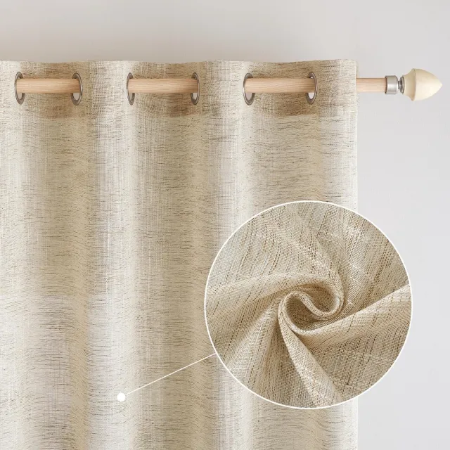 Unyqoos Moderne linnenlook gordijnen met oogjes voor diverse kamers set van twee Bruinachtig wit